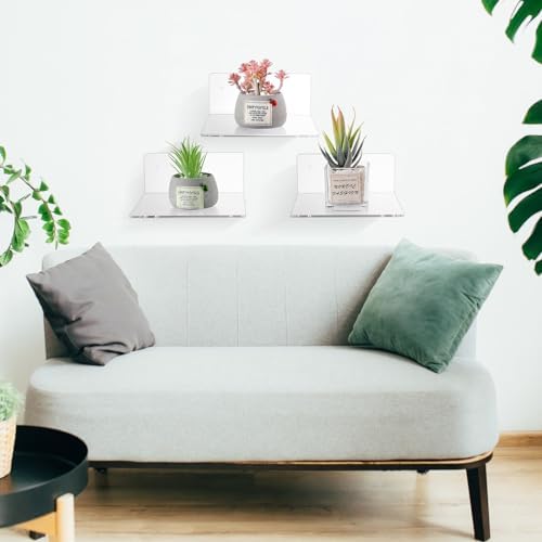 Wenqik Clear Acrylic Floating Shelves 6x6 Inch 12 Pack