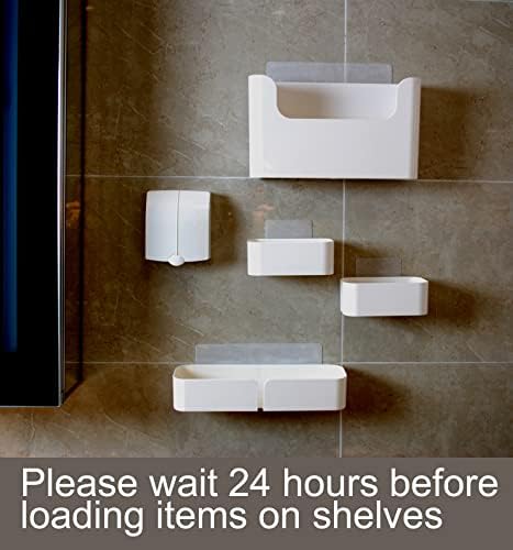 Adhesive Wall Mounted Shelves 4pcs Set White ABS Plastic Hanging Storage Bins