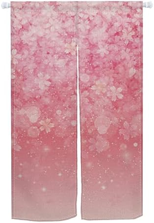 Leowefowa Japanese Noren Curtain Pink Flower Petals Decor