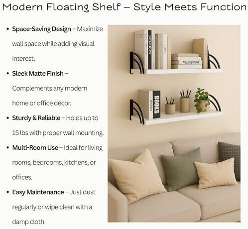 Deep Floating Wall Shelves - Invisible Mount - White