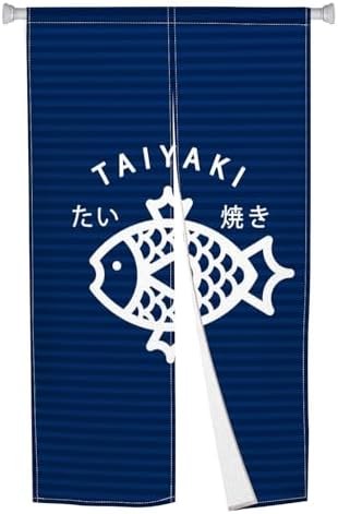 Traditional Japanese Noren Door Curtain with Taiyaki Print