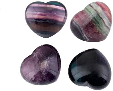 Rockcloud Fluorite Heart Worry Stone Chakra Healing Crystal