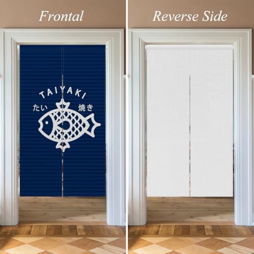 Traditional Japanese Noren Door Curtain with Taiyaki Print