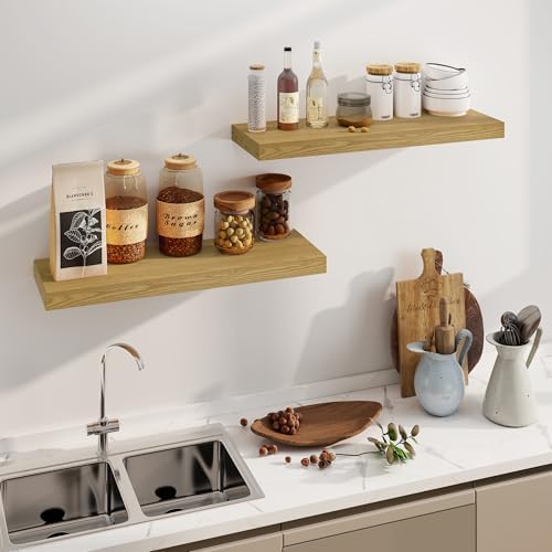 Fun Memories 36 Inch Floating Shelf Set of 2 Oak