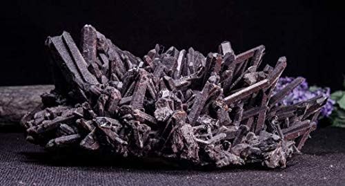 Raw Black Crystal Quartz Cluster for Indoor Fountain