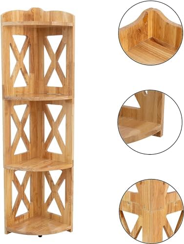 YCICI Corner Shelf Stand 4 Tier Natural Wood