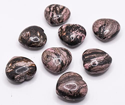 29mm Pink and Black Rhodonite Puffy Heart Crystal Mineral Specimen
