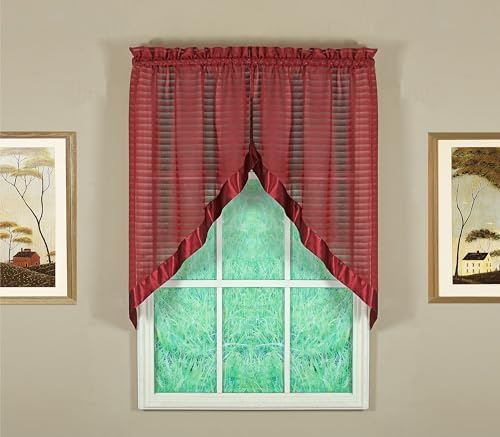 Todays Curtain Silhouette Stripe Sheer Swag 38 Burgundy