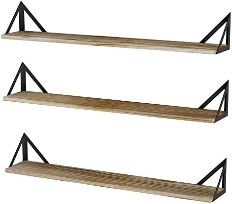 Wallniture Minori Floating Bookshelf Set of 3 Natural Burned