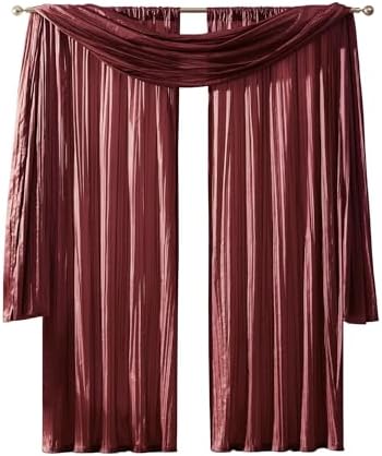Elrene Home Fashions Athena Faux Crushed-Silk Curtain Panel and Valance Set Red