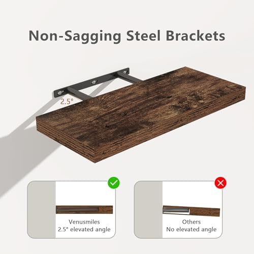 Brown Floating Wall Shelves with Invisible Brackets