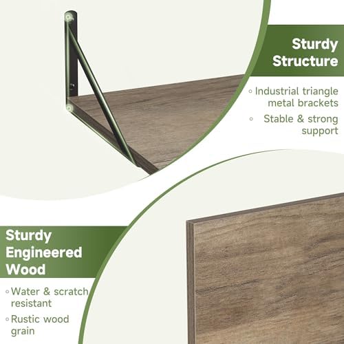12 Inch Deep Floating Shelves Set of 4 Heavy Duty Wall Mount