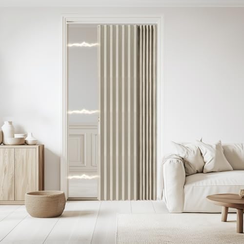 Jilron Blackout Accordion Door Curtain Off White 1 Panel