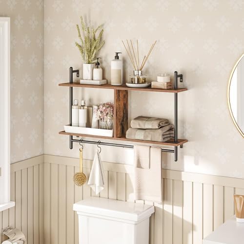 HOOBRO 30 Floating Shelves Wall Mount 2-Tier Industrial Pipe Storage