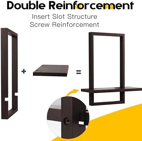 PHOENANCEE Square Floating Shelves Set of 2 Black Modern Chic
