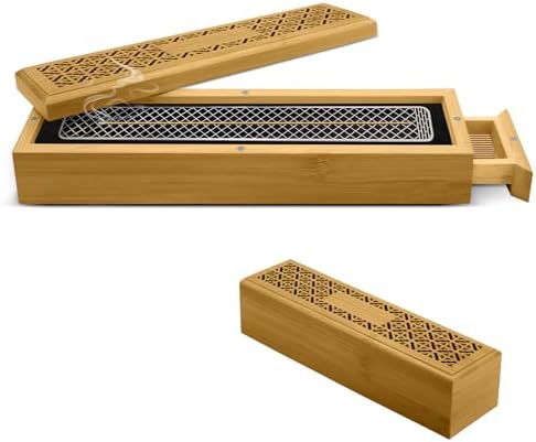 Holyenten Wooden Incense Holder Burner with Storage