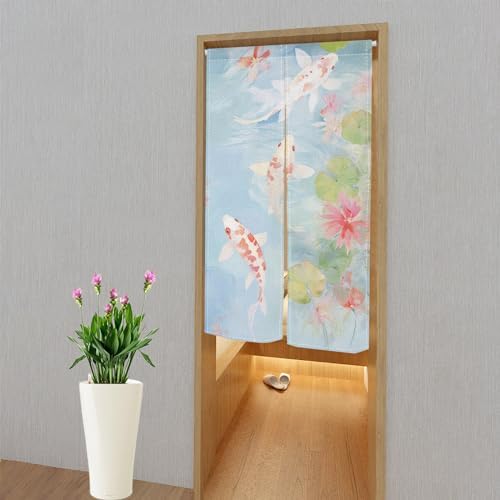 Japanese Noren Door Curtain with Koi Fish Print
