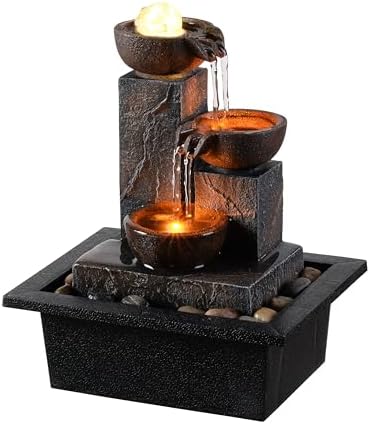 Tolevoit Three Bowls Rotating Ball Water Fountain Home Dcor