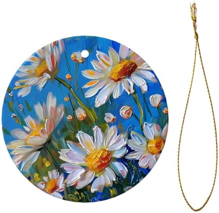 Christmas Ornaments Daisy Flower Ceramic Pendant Decor