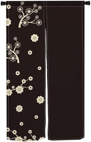 Japanese Noren Door Curtain with Cartoon Flower Tree Print