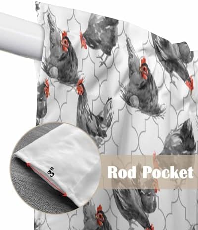 Retro Swag Curtains Farmhouse Rooster Kitchen Valance 28x36 Panel
