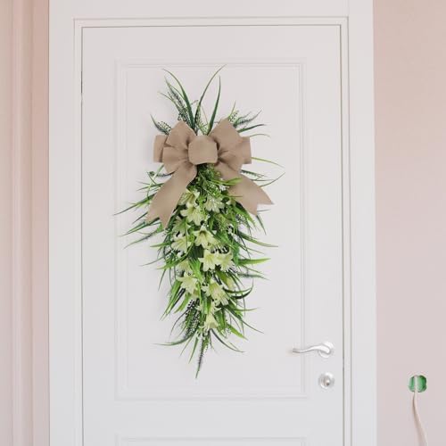 236in Spring Teardrop Lilies Wreath with Bow