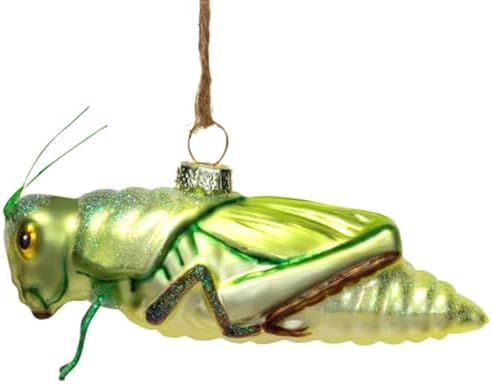 The Bridge Collection 5 Inch Hand Painted Glass Grasshopper Christmas Ornament