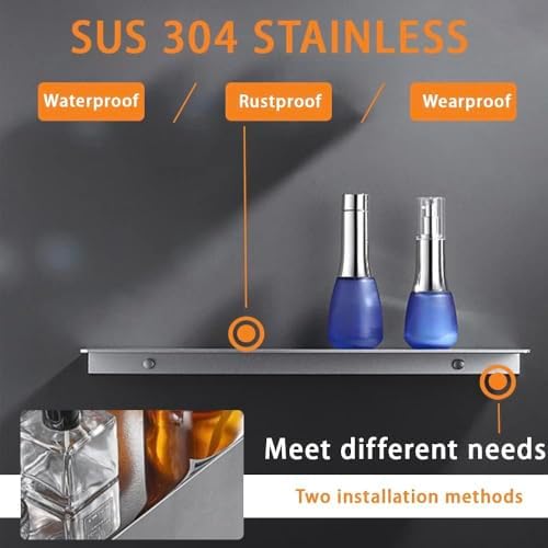 16 Inch Stainless Steel Wall Mounted Floating Shelf Decor