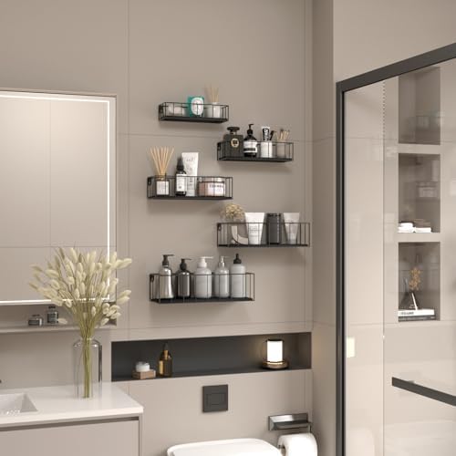CRUGLA Black Floating Shelves Wall Mounted Set of 5