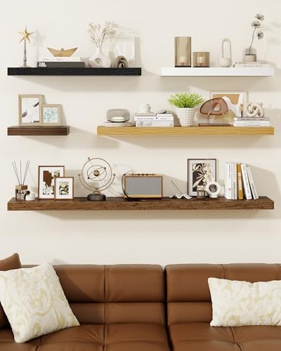 Marsmiles 24 Inch Floating Shelves Set of 2 Rustic Brown