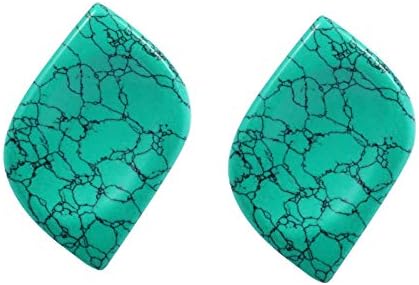 Rockcloud Worry Stone Green Howlite Turquoise Rhombus Shape Pack of 2