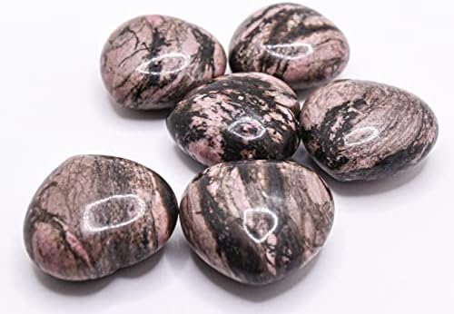 29mm Pink and Black Rhodonite Puffy Heart Crystal Mineral Specimen