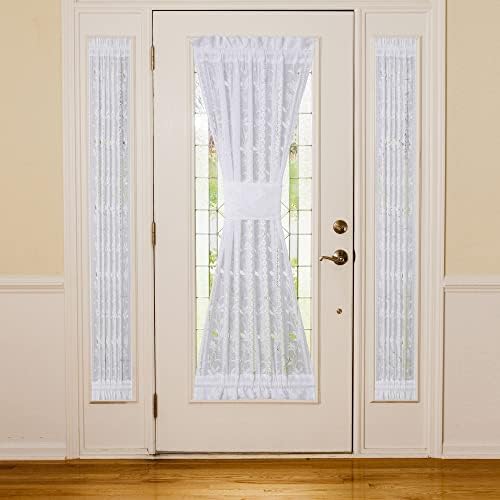 2 Pcs White Lace French Door Curtain Panels 72 Inch Long