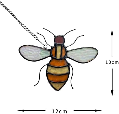 Stained Glass Bee Ornament Suncatcher Window Hanging Decor
