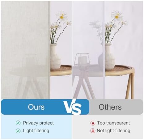 RYB HOME Linen Blended French Door Curtain