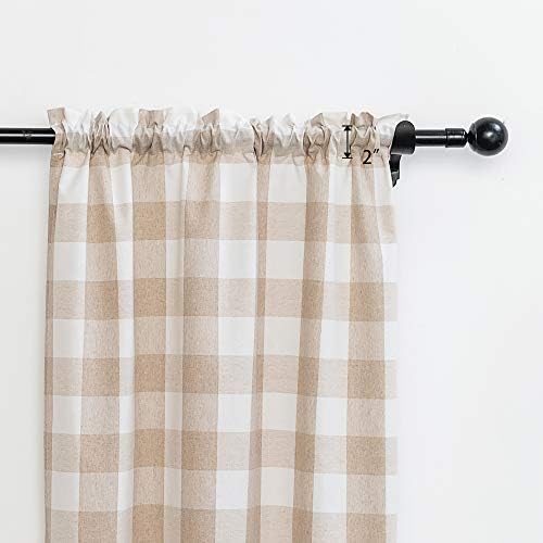 Curtain Swag 1 Panel Classic Buffalo Check Beige White 54x36