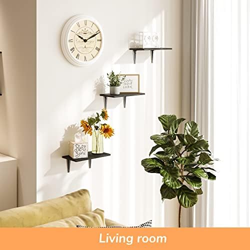 BAMFOX Black Floating Wood Wall Shelf for Home Dcor