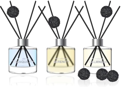AromaSphere Reed Diffuser Set of 3 Eucalyptus Jasmine Lemongrass