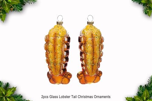2pcs Blown Glass Lobster Tail Christmas Ornaments