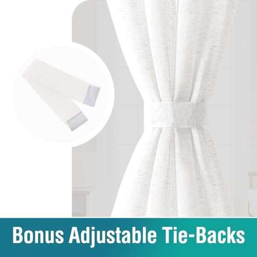 Turquoize White Linen French Door Curtains 52x72 2 Panels