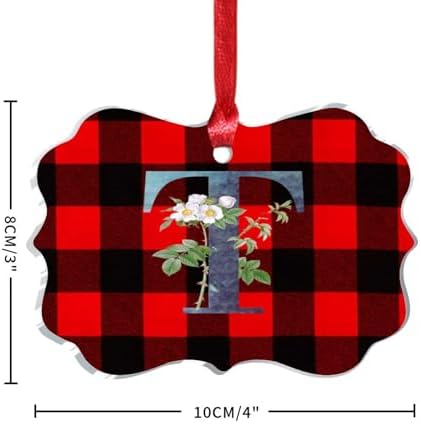 Acrylic Christmas Ornaments 2023 Initial Letter T Blue Green Monogram Hanging Baubles