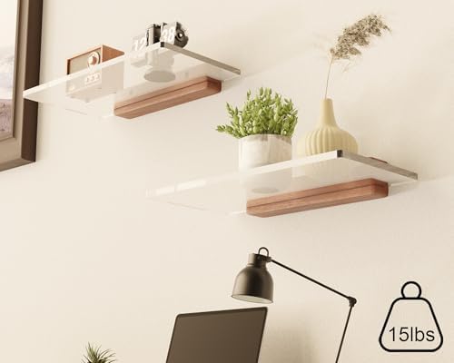 Solid Wood Acrylic Floating Shelves for Home Decor