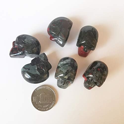 2 Pcs Natural African Bloodstone Mini Crystal Skull Figurines