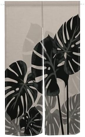 Leowefowa Japanese Noren Door Curtain Tropical Leaves Design 283x472 Inch