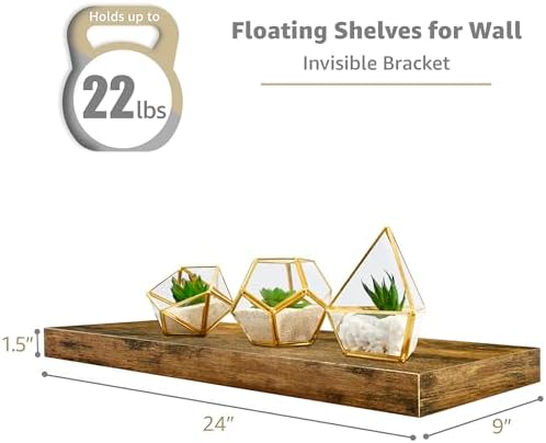 Sorbus Floating Shelves for Wall - 3 Pack Rustic Brown