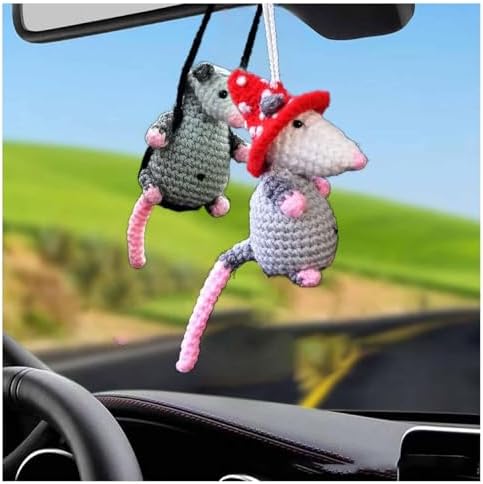 Possum Car Charm Cute Handmade Knitted Car Pendant