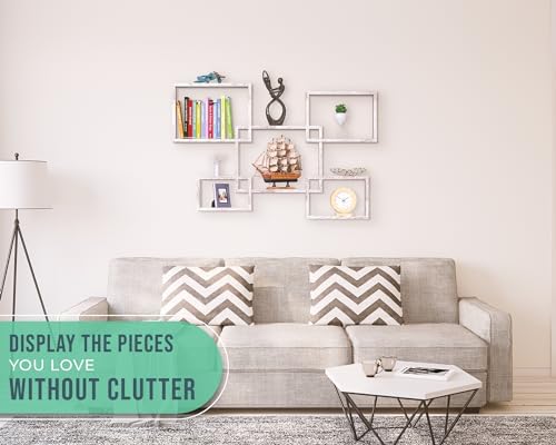 Comfify Rustic Floating Shelves Set of 5 Distressed White