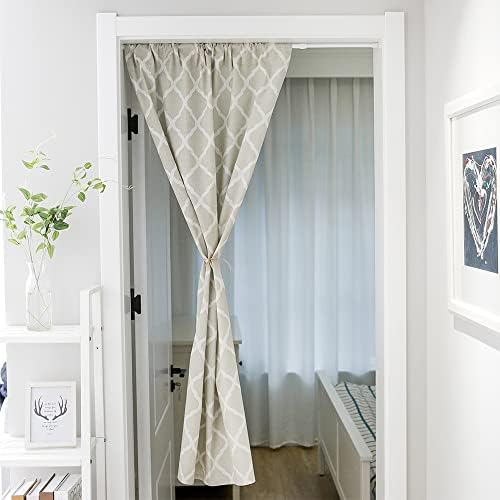 Huamengoo Geometric Door Curtain Panel 1 Piece Green Rhombus