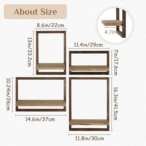 Walasis Rustic Floating Wall Shelves Set of 4