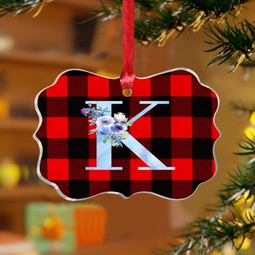 Acrylic Christmas Ornaments 2023 Monogram Initial K Hanging Baubles